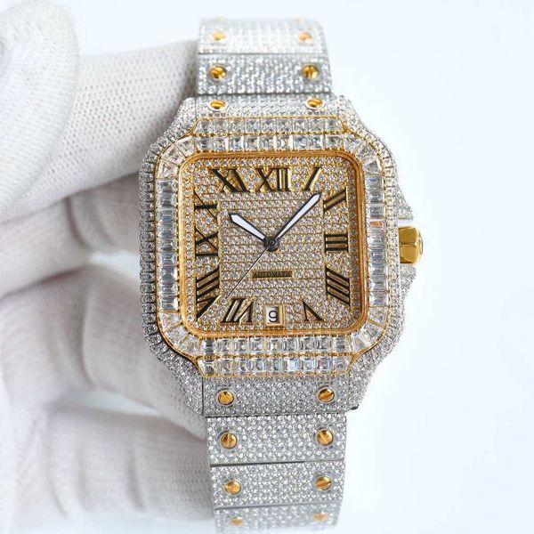 iced out men watch 8215 movement yellow gold 2tone diamonds case 39.8x13.5mm baguette stones bezel roman number gold face, Slivery;brown
iced out men watch 8215 movement yellow gold 2tone diamonds case 39.8x13.5mm baguette stones bezel roman number gold face, Slivery;brown