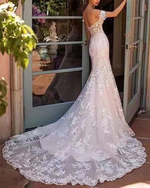 2023 lace flowers mermaid wedding dresses deep v neck appliqued bridal gowns vestido de novia cap sleeve hollow back plus size boho beach we, White
2023 lace flowers mermaid wedding dresses deep v neck appliqued bridal gowns vestido de novia cap sleeve hollow back plus size boho beach we, White