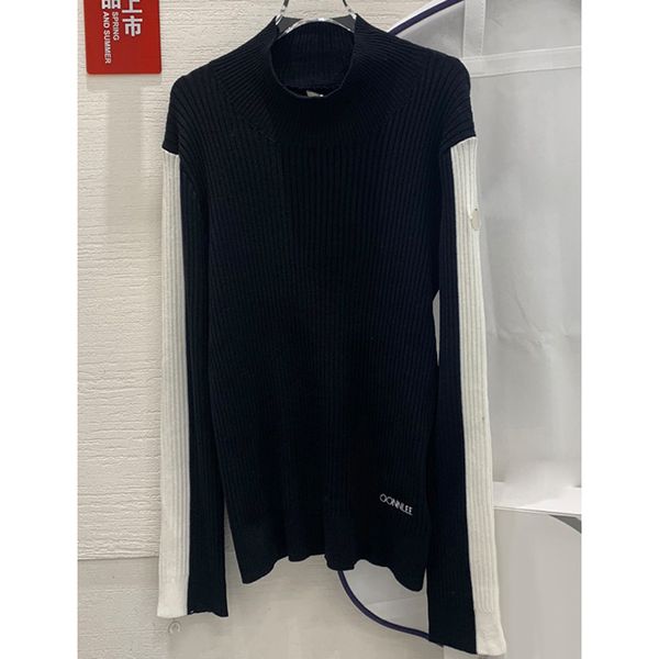 8.2 100% wool casual turtleneck contrast color zipper long sleeve slim pullover women's sweaters, White;black
8.2 100% wool casual turtleneck contrast color zipper long sleeve slim pullover women's sweaters, White;black