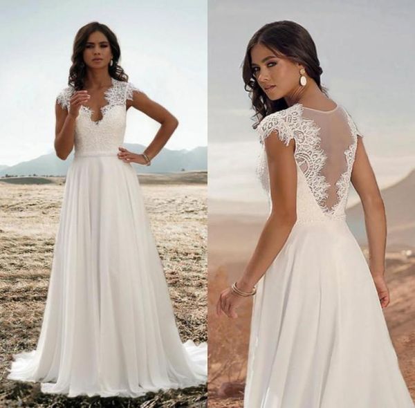 2019 chic bohemian wedding dresses v neck chiffon lace cap sleeve sash a line boho wedding dress sweep train beach bridal go9347068, White
2019 chic bohemian wedding dresses v neck chiffon lace cap sleeve sash a line boho wedding dress sweep train beach bridal go9347068, White