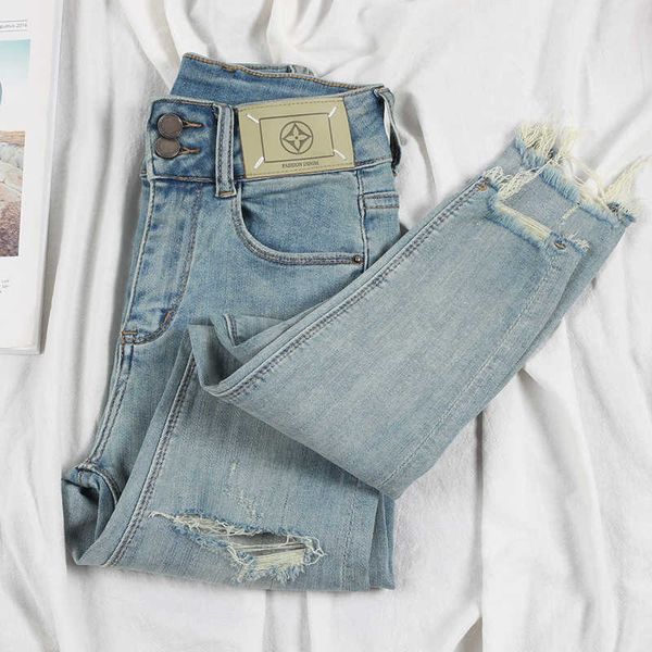 retro nostalgic color~summer thin tattered jeans for women new style slim slim-fit pants, Blue
retro nostalgic color~summer thin tattered jeans for women new style slim slim-fit pants, Blue