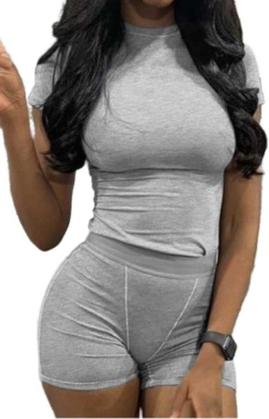 fashion two piece outfits for women fitted crew neck t-shirt high waist leggings biker shorts matching sets streetwear, White
fashion two piece outfits for women fitted crew neck t-shirt high waist leggings biker shorts matching sets streetwear, White