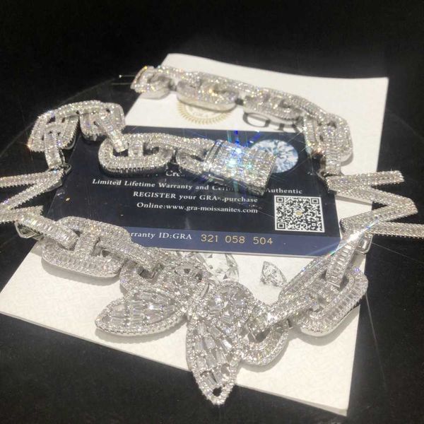 new hip-hop butterfly letter inlaid diamond necklace personalized trend chain men and women's versatile collarbone chain, Silver
new hip-hop butterfly letter inlaid diamond necklace personalized trend chain men and women's versatile collarbone chain, Silver