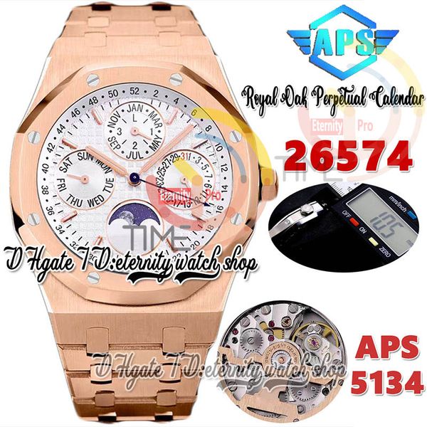 apsf aps26574 perpetual calendar cal.5134 a5134 automatic mens watch 41mm superlumed white textured dial moon phase rose gold steel bracelet, Slivery;brown
apsf aps26574 perpetual calendar cal.5134 a5134 automatic mens watch 41mm superlumed white textured dial moon phase rose gold steel bracelet, Slivery;brown