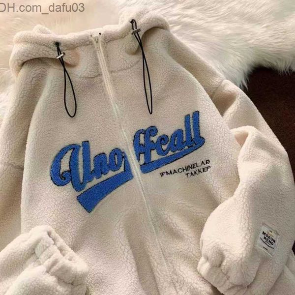men's hoodies sweatshirts embroidered lambswool zipper hoodie women's y2k autumn winter plus velvet cushion loose hoodie z230802, Black
men's hoodies sweatshirts embroidered lambswool zipper hoodie women's y2k autumn winter plus velvet cushion loose hoodie z230802, Black