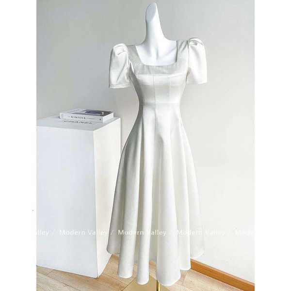 rich and noble temperament long dress summer womens high end design retro slim white square collar, Black;gray
rich and noble temperament long dress summer womens high end design retro slim white square collar, Black;gray