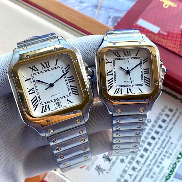 classic elegance wrist watch santos women men watches 1twd mechanical movement motre prx de luxe with box, Slivery;golden
classic elegance wrist watch santos women men watches 1twd mechanical movement motre prx de luxe with box, Slivery;golden