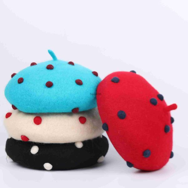 stingy brim hats parent-child kawaii polka dot hat autumn and winter children's wool warm beret handmade women painter hat beretki gorr, Blue;gray
stingy brim hats parent-child kawaii polka dot hat autumn and winter children's wool warm beret handmade women painter hat beretki gorr, Blue;gray