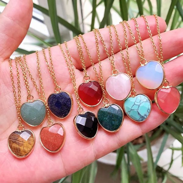 natural crystal stone heart pendant necklace gometric charm turquoise opal pink quartz amethyst obsidian crystal necklaces for women, Silver
natural crystal stone heart pendant necklace gometric charm turquoise opal pink quartz amethyst obsidian crystal necklaces for women, Silver