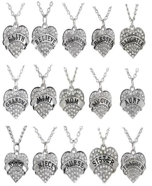 5pcslot clear rhinestones heart pendant necklace with aunt blessed hope mom grandma daughter etc word letters fit for family gif5154081, Silver
5pcslot clear rhinestones heart pendant necklace with aunt blessed hope mom grandma daughter etc word letters fit for family gif5154081, Silver