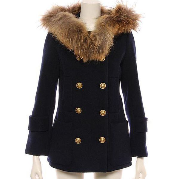 women blends coats woman winter real raccoon fur collar woolen jackets girl clothes youth young fashion 230801, Black
women blends coats woman winter real raccoon fur collar woolen jackets girl clothes youth young fashion 230801, Black