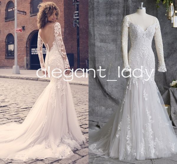 illusion long sleeve mermaid wedding dresses lace floral applique backless garden rustic bridal gown outfit wear, White
illusion long sleeve mermaid wedding dresses lace floral applique backless garden rustic bridal gown outfit wear, White