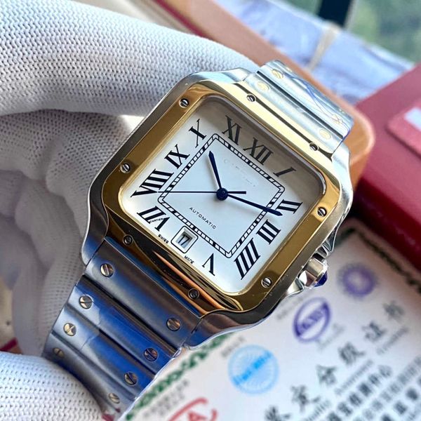 classic elegance wrist watch santos women men watches a1pl mechanical movement motre prx de luxe with box, Slivery;golden
classic elegance wrist watch santos women men watches a1pl mechanical movement motre prx de luxe with box, Slivery;golden