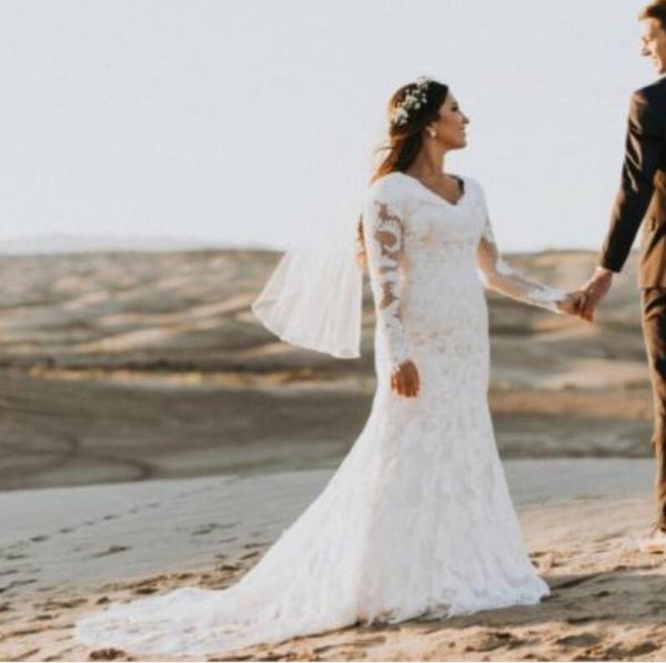 2019 lace mermaid modest wedding dresses with long sleeves v neck buttons back vintage country lds modest bridal gown with full sl7961728, White
2019 lace mermaid modest wedding dresses with long sleeves v neck buttons back vintage country lds modest bridal gown with full sl7961728, White