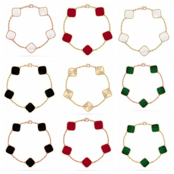 

Classic Design 4 Leaf VAN Clover Charm Bracelet 18K Gold Stainless Steel Jewelry for Women Gift