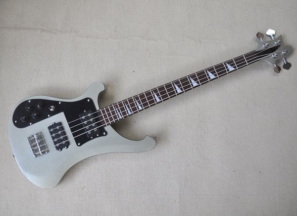 left handed 4 strings silver electric bass guitar with hh pickups rosewood fretboard
left handed 4 strings silver electric bass guitar with hh pickups rosewood fretboard