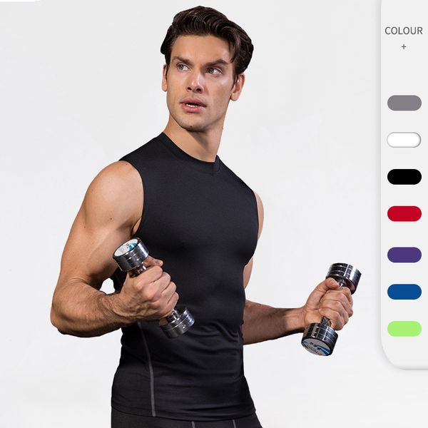 men' tight training tank pro sports running fitness basketball elastic quick drying tank clothes, White;black
men' tight training tank pro sports running fitness basketball elastic quick drying tank clothes, White;black