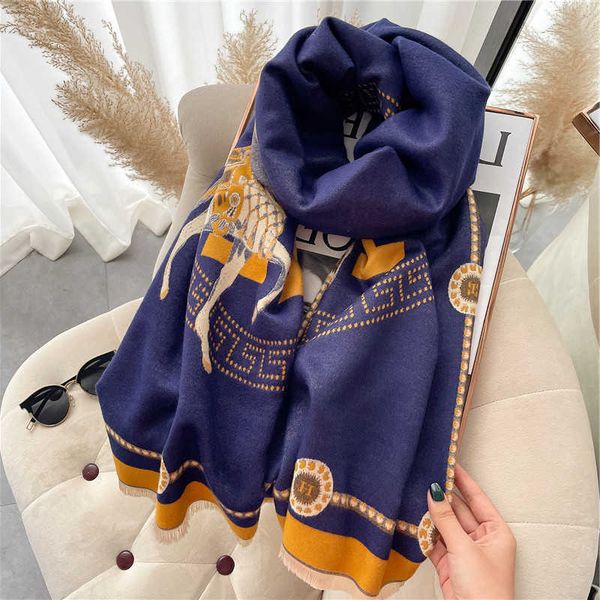 new h cashmere scarf women's winter warm long thickened carriage scarf shawl 2hc3, Blue;gray
new h cashmere scarf women's winter warm long thickened carriage scarf shawl 2hc3, Blue;gray