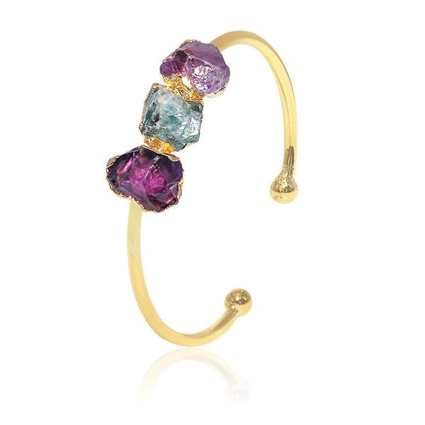 raw stone bracelet for women irregular amethyst fluorite handmade open cuff bangle jewelry with gold trim, Black
raw stone bracelet for women irregular amethyst fluorite handmade open cuff bangle jewelry with gold trim, Black