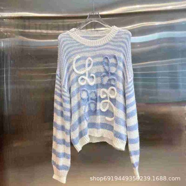 women's sweaters designer pre autumn blue white stripe 3d hooked knitted sweater loose relaxed lazy b114, White;black
women's sweaters designer pre autumn blue white stripe 3d hooked knitted sweater loose relaxed lazy b114, White;black
