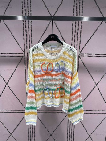 designer clothes long sleeved pullover colorful stripe design women sweater breathable hollow out girl knit july28, White
designer clothes long sleeved pullover colorful stripe design women sweater breathable hollow out girl knit july28, White