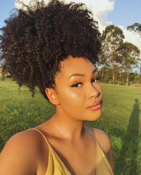 natural brazilian afro kinky curly ponytail extension with drawstring clip in short high pony tail long hairpiece for black women 140g
natural brazilian afro kinky curly ponytail extension with drawstring clip in short high pony tail long hairpiece for black women 140g