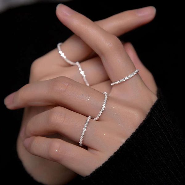 designer's full sky star single ring women's ring with korean design sense and closed mouth design overlapping super shiny chain r, Silver
designer's full sky star single ring women's ring with korean design sense and closed mouth design overlapping super shiny chain r, Silver