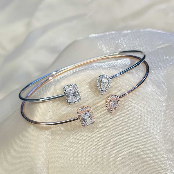 s925 sterling silver plum family square diamond water drop diamond asymmetric open bracelet simple and versatile fashion bracelet, Black
s925 sterling silver plum family square diamond water drop diamond asymmetric open bracelet simple and versatile fashion bracelet, Black