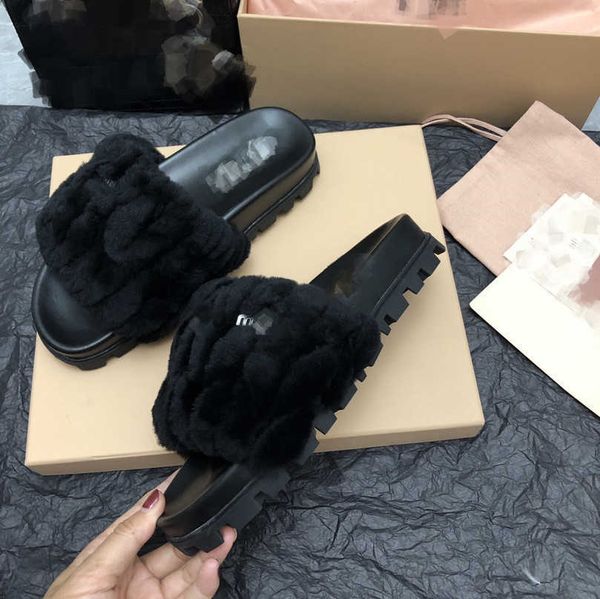 wool matelasse slippers women lady miu indoor fur slides furry fluffy plush mule platform flats low heel non slip luxury designer shoes logo, Black
wool matelasse slippers women lady miu indoor fur slides furry fluffy plush mule platform flats low heel non slip luxury designer shoes logo, Black