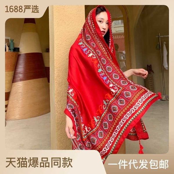 scarves ethnic super large sunscreen shawl thin summer style with silk women's versatile seaside scarf beach towel, Blue;gray
scarves ethnic super large sunscreen shawl thin summer style with silk women's versatile seaside scarf beach towel, Blue;gray