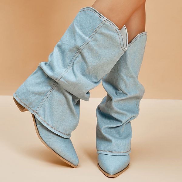 boots pleated chunky heels cowboy boots women autumn blue knee high denim boots woman plus size 42 pointed toe western long boots 230801, Black
boots pleated chunky heels cowboy boots women autumn blue knee high denim boots woman plus size 42 pointed toe western long boots 230801, Black
