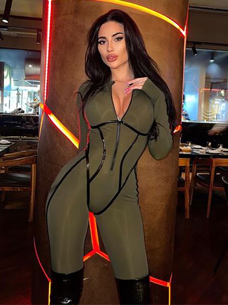 women s jumpsuits rompers taruxy sports leather zipper tight hip jumpsuit women spring long sleeve patchwork ribbon split line streetwear ov, Black;white
women s jumpsuits rompers taruxy sports leather zipper tight hip jumpsuit women spring long sleeve patchwork ribbon split line streetwear ov, Black;white