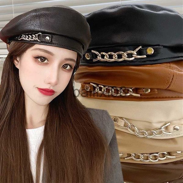 stingy brim hats women punk metal chain leather berets hat female autumn winter vintage octagonal casual elegant party outdoor painter hat j, Blue;gray
stingy brim hats women punk metal chain leather berets hat female autumn winter vintage octagonal casual elegant party outdoor painter hat j, Blue;gray