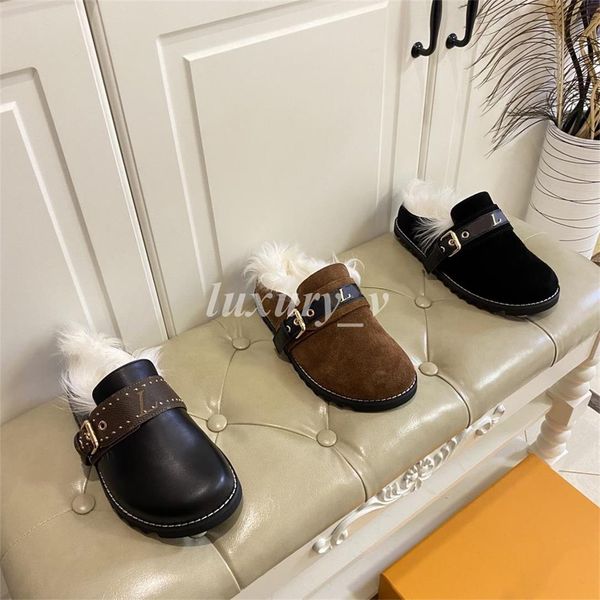 designer fur slippers women plush comfort mules suede leather fur thermal clogs indoor flats buckle decorative loafers, Black
designer fur slippers women plush comfort mules suede leather fur thermal clogs indoor flats buckle decorative loafers, Black