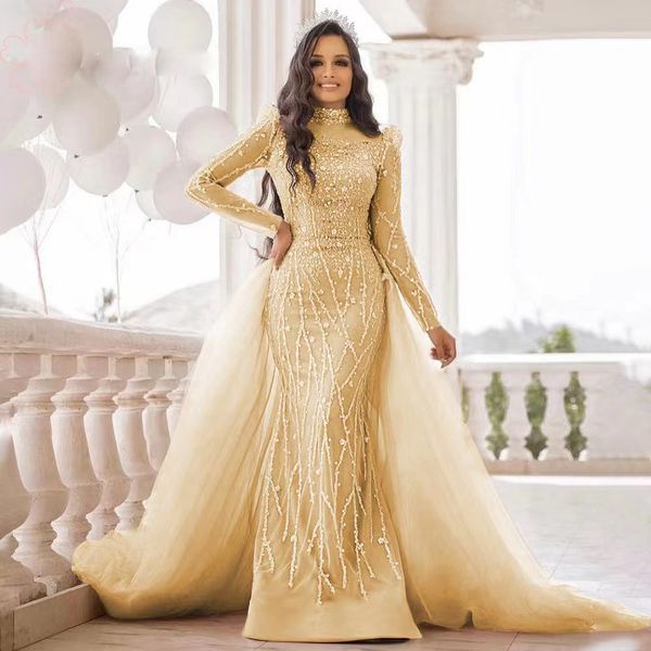 luxury arabic dubai luxurious mermaid prom dresses with detachable train crystals even formal second reception gowns long sleeves sweep trai, Black
luxury arabic dubai luxurious mermaid prom dresses with detachable train crystals even formal second reception gowns long sleeves sweep trai, Black