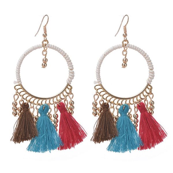 bohemian ethnic handmade winding big circle earrings for women elegant multicolor tassel bead dangle earring bijoux femme, Silver
bohemian ethnic handmade winding big circle earrings for women elegant multicolor tassel bead dangle earring bijoux femme, Silver