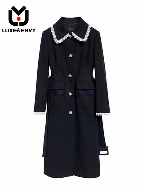 women blends luxe xu celebrity same black waistband woolen coat design lace medium length style women 2023 summer 230801
women blends luxe xu celebrity same black waistband woolen coat design lace medium length style women 2023 summer 230801