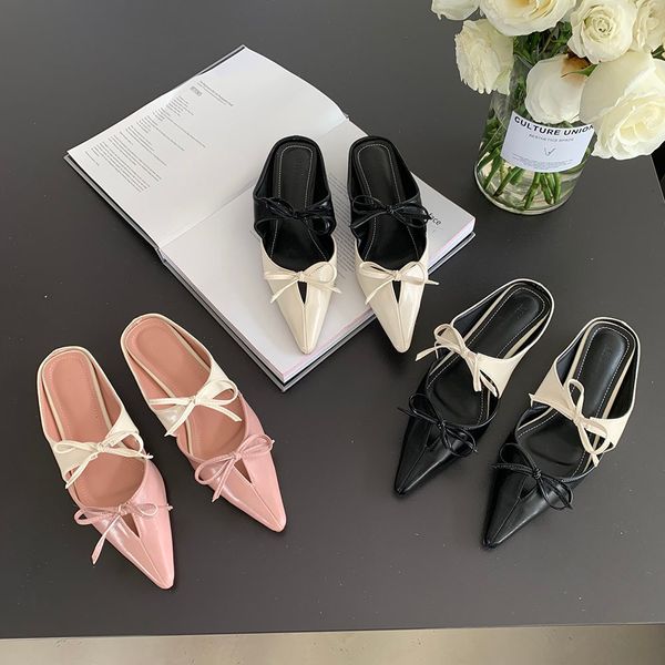 slippers summer women slippers pointed toe dress shoes flat heeled bow design pink white black beach shoes fashion party slides mules 230802
slippers summer women slippers pointed toe dress shoes flat heeled bow design pink white black beach shoes fashion party slides mules 230802