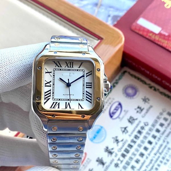classic elegance wrist watch santos women men watches xl8j mechanical movement motre prx de luxe with box, Slivery;golden
classic elegance wrist watch santos women men watches xl8j mechanical movement motre prx de luxe with box, Slivery;golden