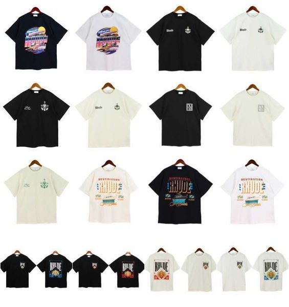 high street rhude summer print loose casual versatile cotton short sleeve t-shirt, White;black
high street rhude summer print loose casual versatile cotton short sleeve t-shirt, White;black