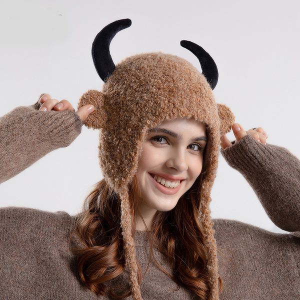 fashion designer jewelry new plush cow horn pullover hat for european women's windproof ear protection versatile scarf, hat & glove set, Blue;gray
fashion designer jewelry new plush cow horn pullover hat for european women's windproof ear protection versatile scarf, hat & glove set, Blue;gray