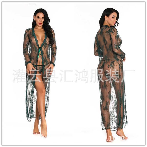 and fun underwear nightwear women's lace cardigan long nightgown perspective with, Black;white
and fun underwear nightwear women's lace cardigan long nightgown perspective with, Black;white