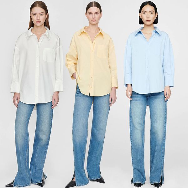 2023ss ab women desginer fashion classic cotton shirt anine new bing embroidered button up shirt loose lapel hem curved women designer shirt, White
2023ss ab women desginer fashion classic cotton shirt anine new bing embroidered button up shirt loose lapel hem curved women designer shirt, White