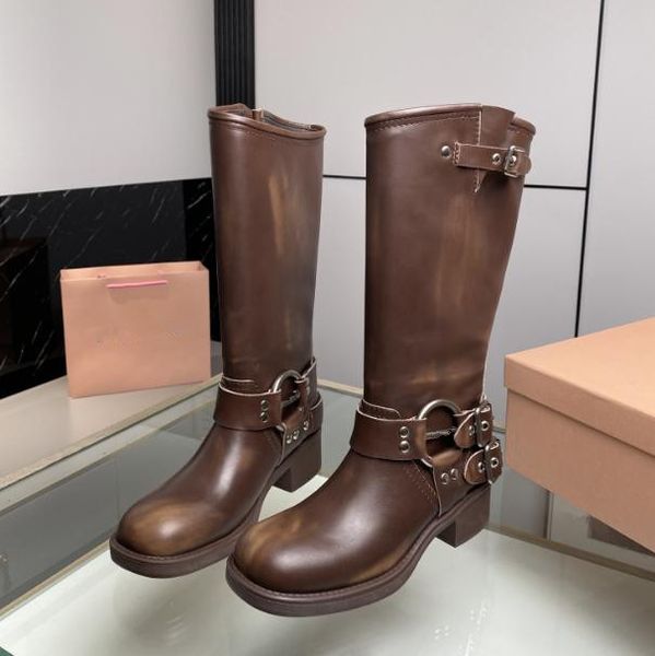 miu woman retro martin boots woman round-headed boots thick-soled buckles black brown punk motorcycle leather knee-high boots 35-40
miu woman retro martin boots woman round-headed boots thick-soled buckles black brown punk motorcycle leather knee-high boots 35-40
