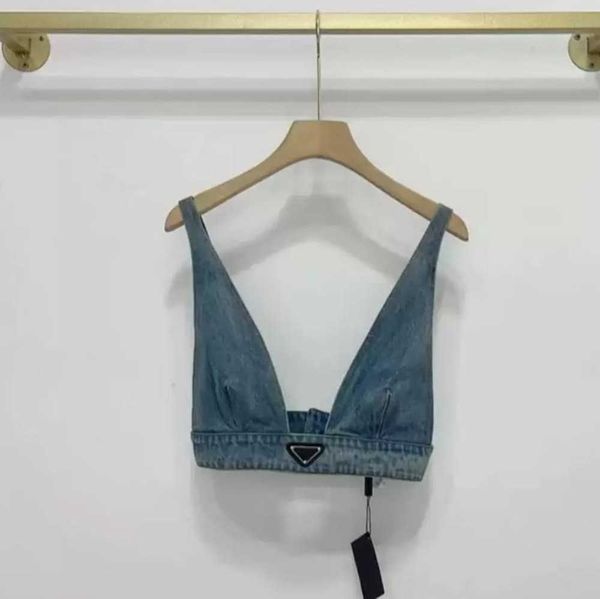 womens designers t shirts underwear with metal triangle badge deep v denim sling tube women clothing, White
womens designers t shirts underwear with metal triangle badge deep v denim sling tube women clothing, White