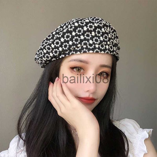 stingy brim hats women flower embroidery spring flower berets autumn korean janpan thin summer artist cap winter painter beret hat j230802, Blue;gray 
stingy brim hats women flower embroidery spring flower berets autumn korean janpan thin summer artist cap winter painter beret hat j230802, Blue;gray