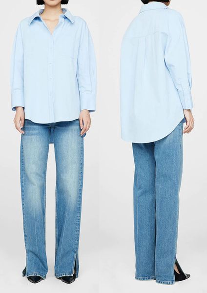 2023ss ab women desginer fashion cotton shirt sky blue anine new bing embroidered button up shirt loose lapel hem curved women classic shirt, White
2023ss ab women desginer fashion cotton shirt sky blue anine new bing embroidered button up shirt loose lapel hem curved women classic shirt, White