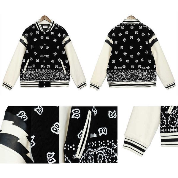 rhude american high street men's and women's cashew coat corduroy allover printed leather sleeves baseball pilot jacket, Black
rhude american high street men's and women's cashew coat corduroy allover printed leather sleeves baseball pilot jacket, Black