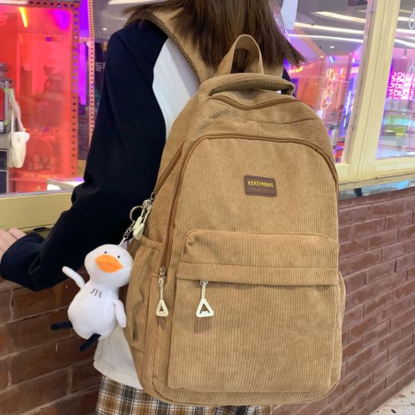 school bags corduroy women backpack female large capacity lapbook bag kawaii travel mochila teenage girl cute schoolbag 230801
school bags corduroy women backpack female large capacity lapbook bag kawaii travel mochila teenage girl cute schoolbag 230801