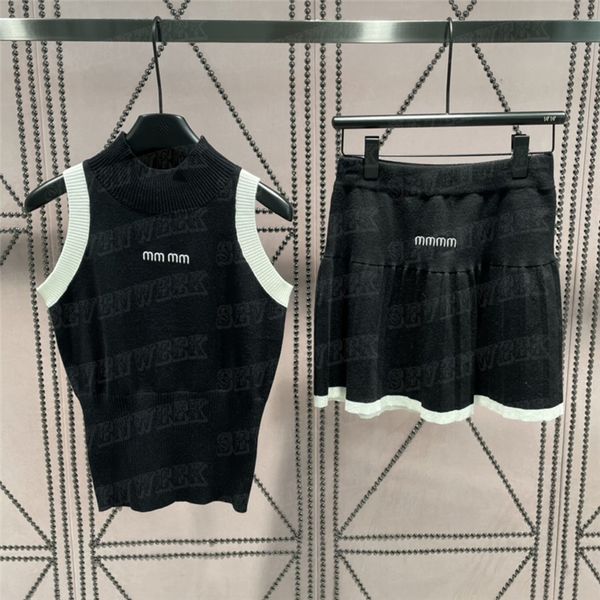 embroidered letter vest mini skirts casual suits for women knitted slim tank dress two piece, Black
embroidered letter vest mini skirts casual suits for women knitted slim tank dress two piece, Black